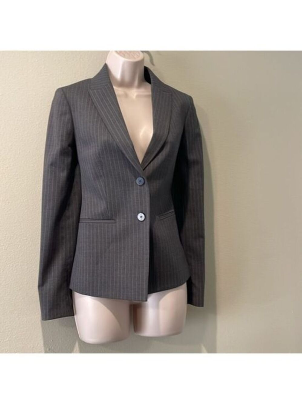 NWT Theory Grey Pinstriped Wool Blazer, 2